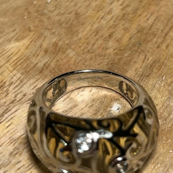 Angelique De Paris Clear Resin & White Topaz Contessa Dome Sterling Silver Ring